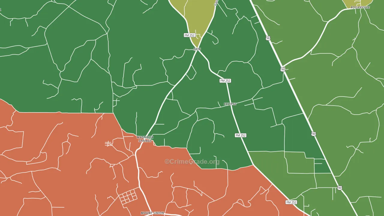 Magnolia Springs, TX Map of Vandalism Rates
