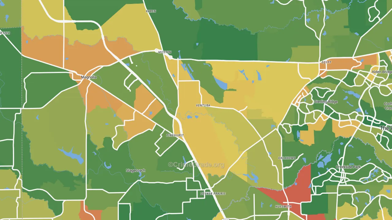 Magnolia, TX Map of Vandalism Rates