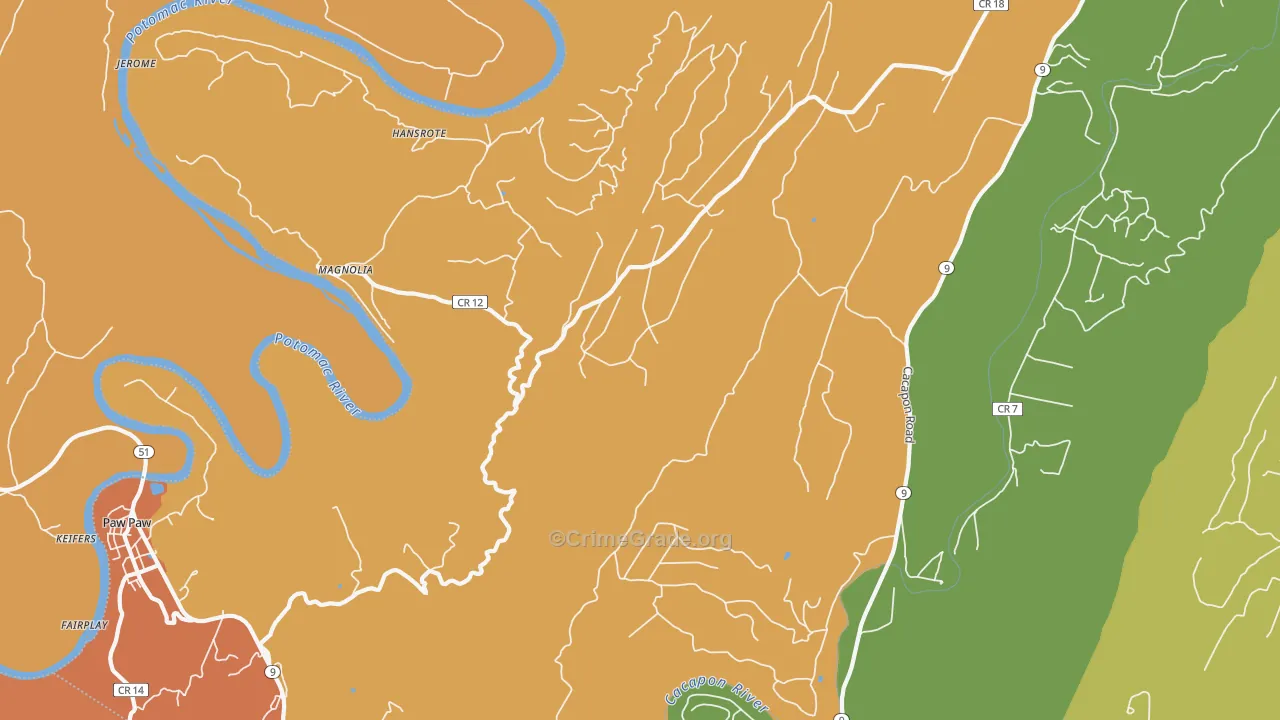 Magnolia, WV Map of Vandalism Rates