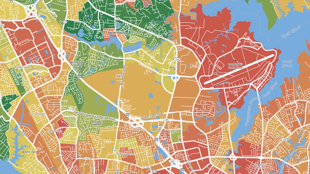 Magruder, Hampton, VA Map of Vandalism Rates