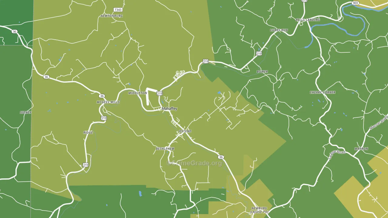 Mahaffey, PA Map of Vandalism Rates