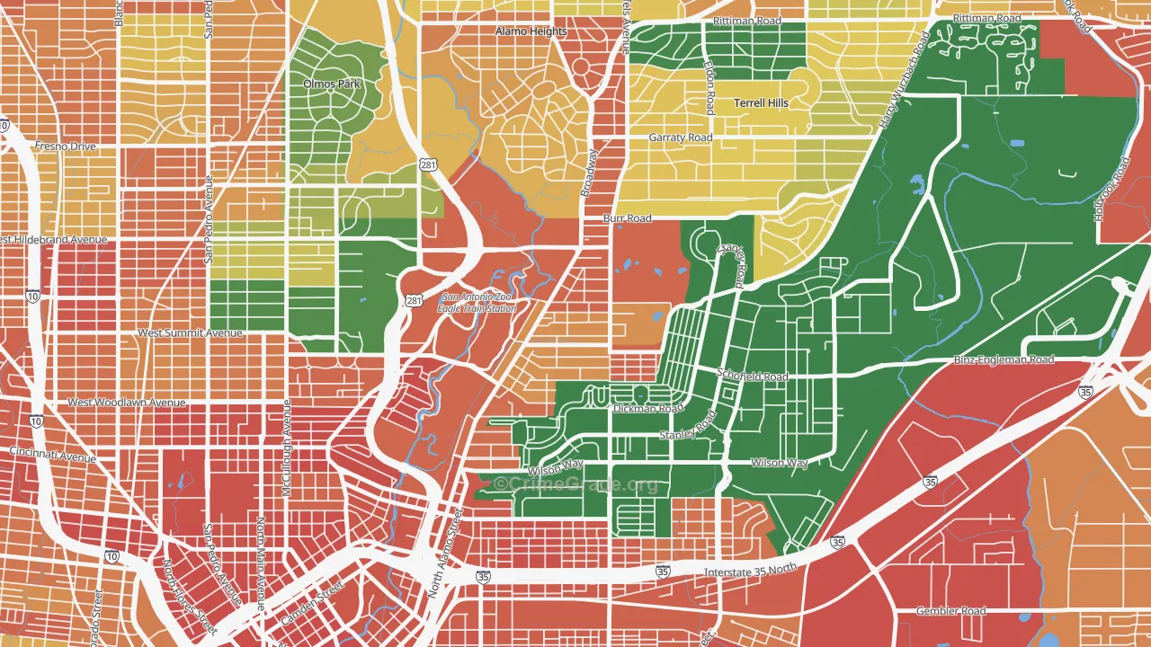 Mahncke Park, San Antonio, TX Map of Vandalism Rates