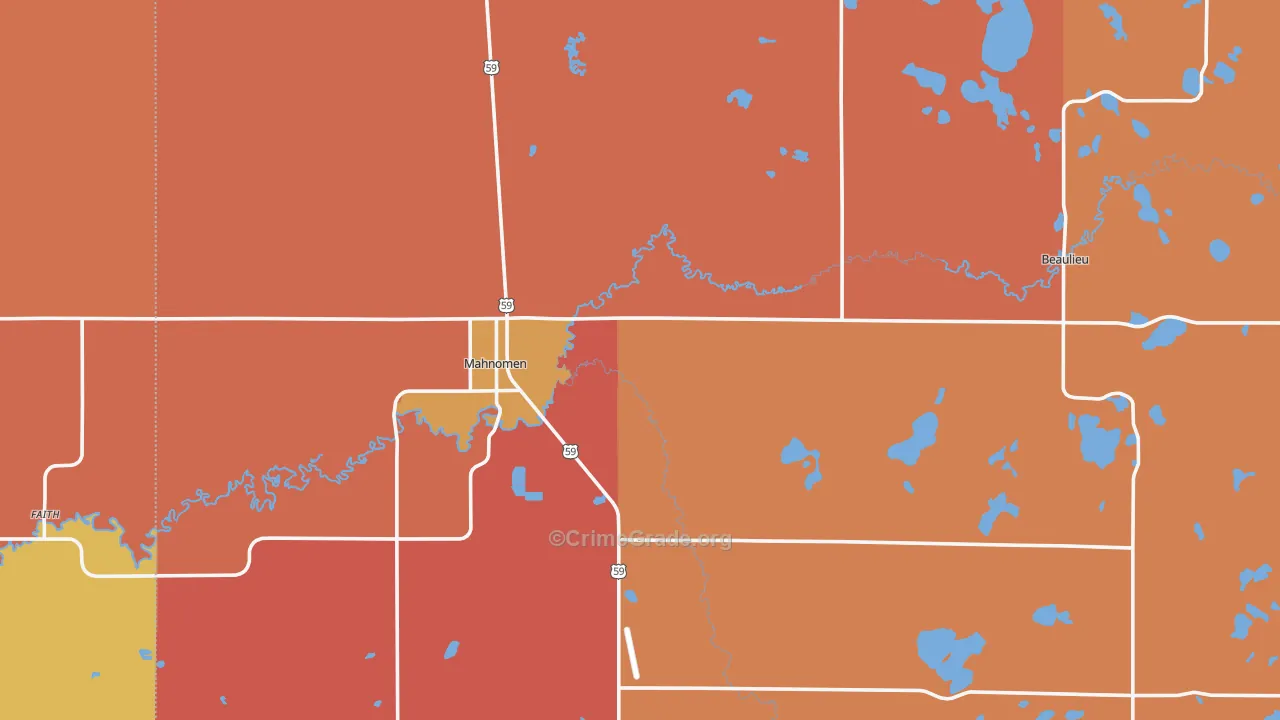 Mahnomen, MN Map of Vandalism Rates