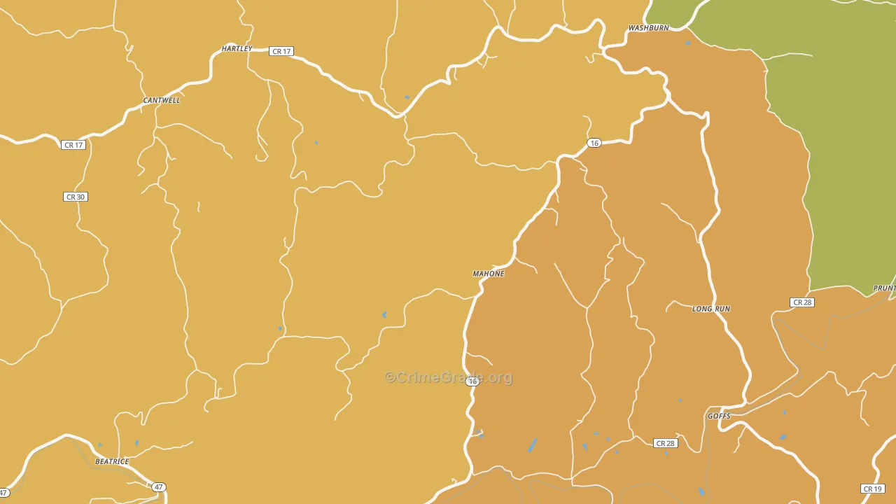 Mahone, WV Map of Vandalism Rates