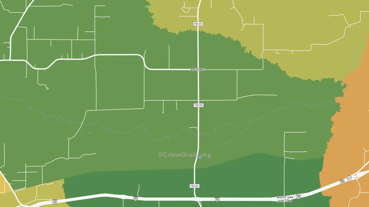 Mahoney, TX Map of Vandalism Rates