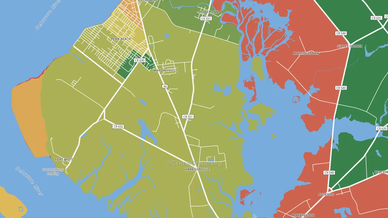 Mahoneyville, NJ Map of Vandalism Rates