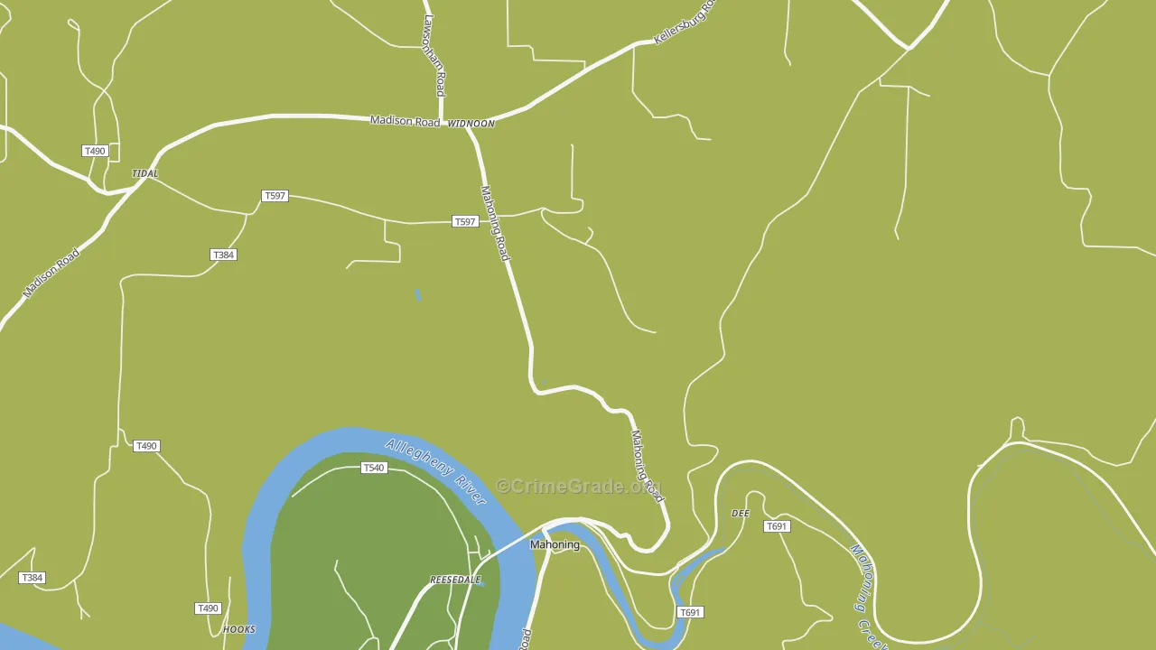 Mahoning, PA Map of Vandalism Rates