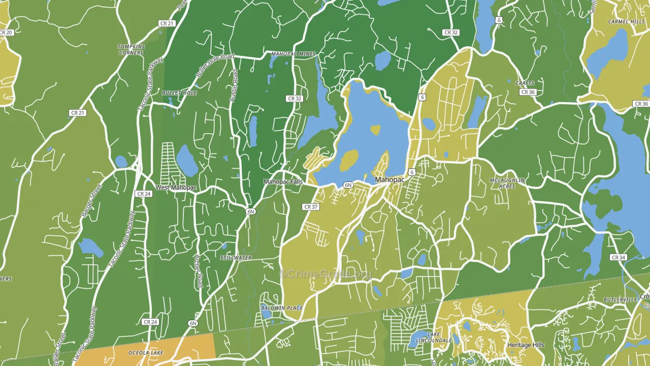 Mahopac, NY Map of Vandalism Rates