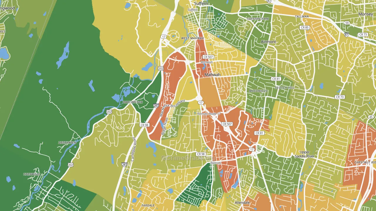 Mahwah, NJ Map of Vandalism Rates