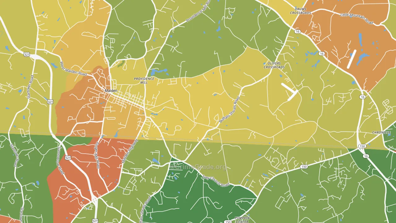 Maiden, NC Map of Vandalism Rates