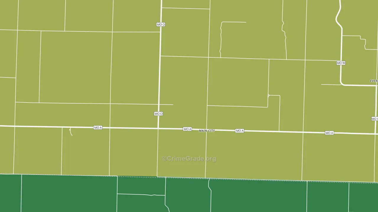 Main City, MO Map of Vandalism Rates
