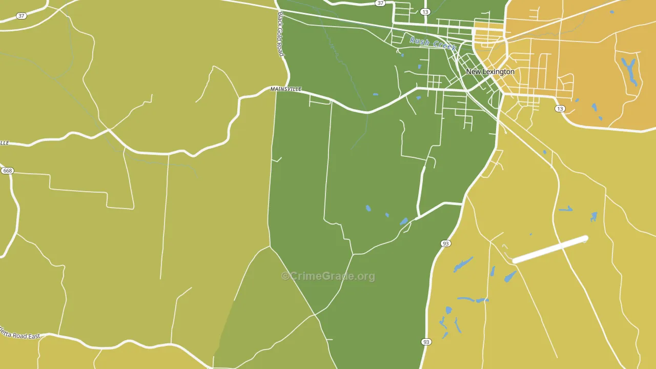 Mainsville, OH Map of Vandalism Rates