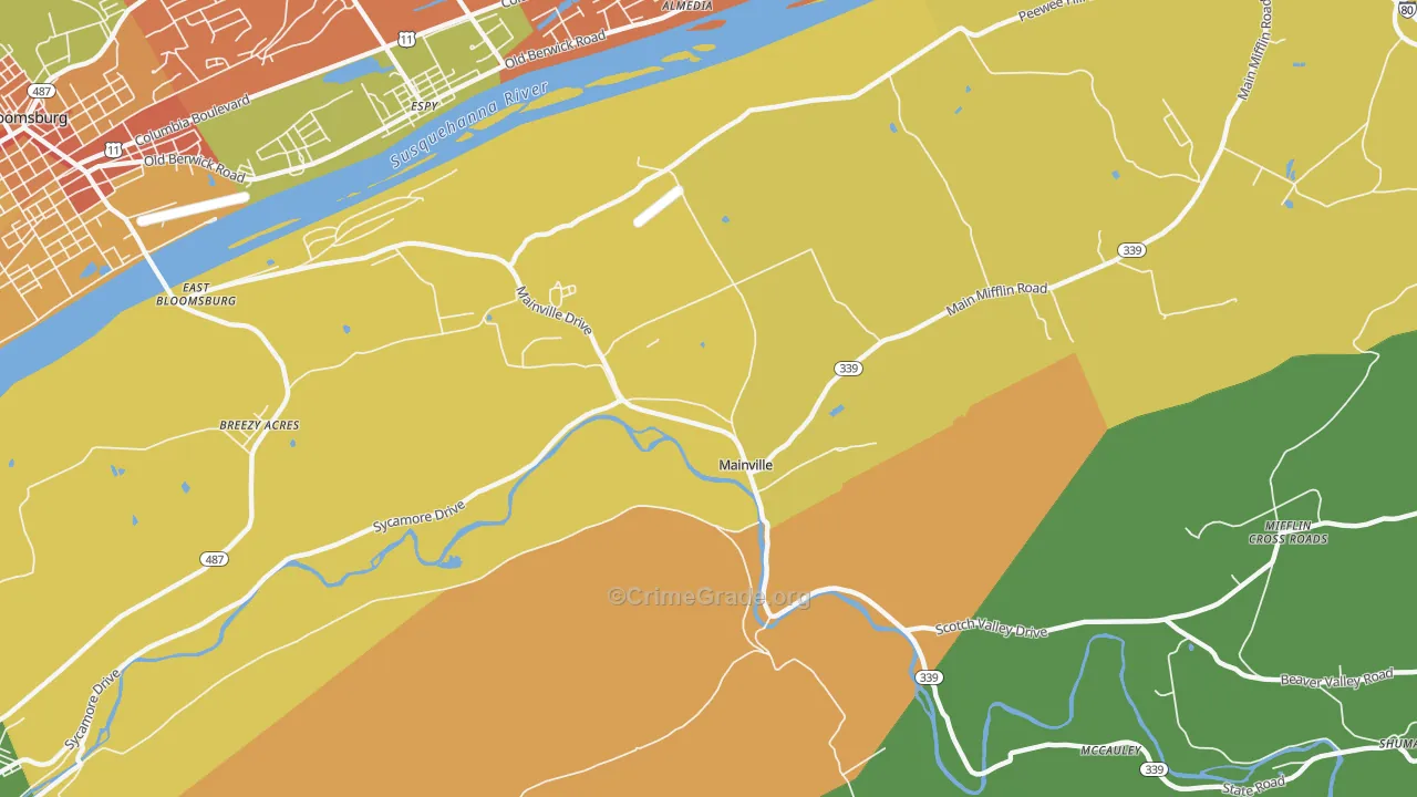 Mainville, PA Map of Vandalism Rates