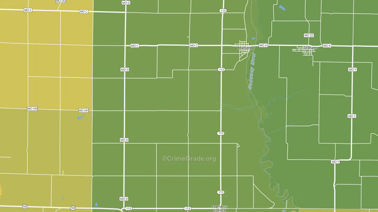 Maitland, MO Map of Vandalism Rates