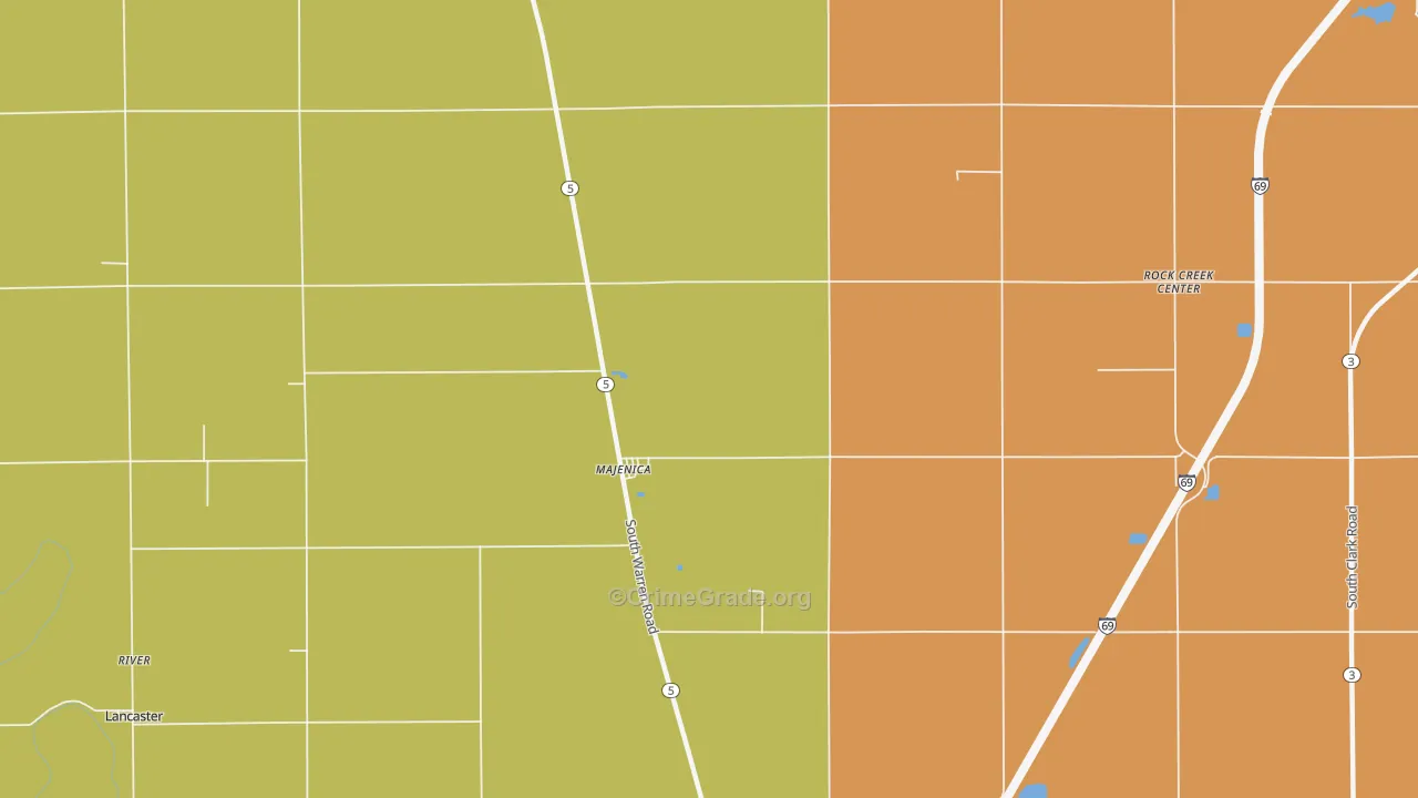 Majenica, IN Map of Vandalism Rates