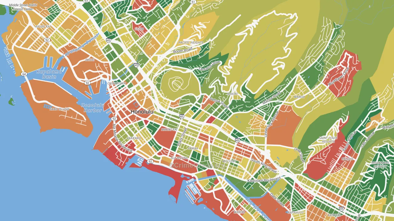 Makiki, Honolulu, HI Map of Vandalism Rates
