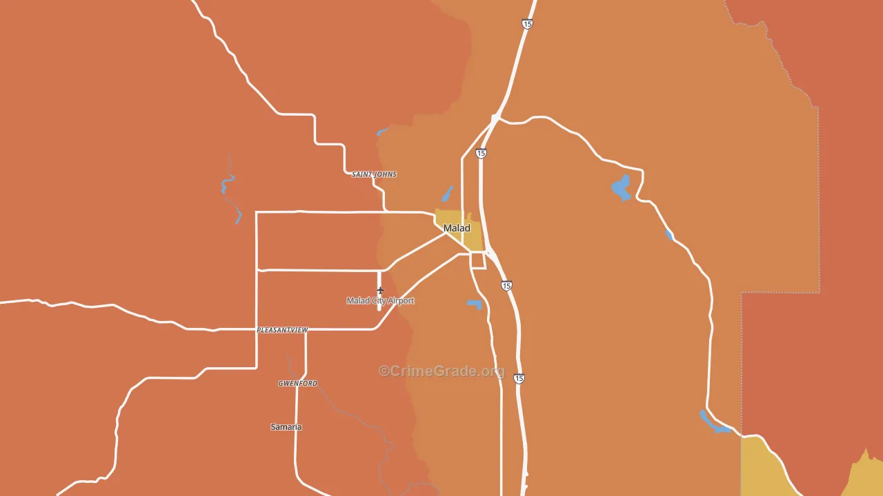 Malad City, ID Map of Vandalism Rates