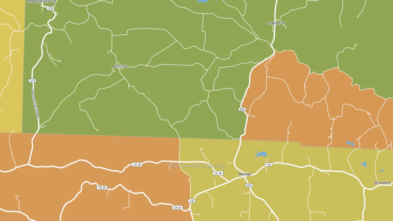 Malaga, OH Map of Vandalism Rates