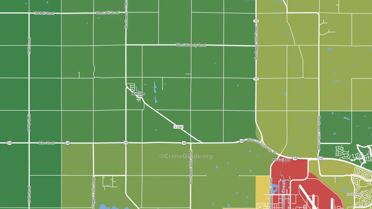 Malcolm, NE Map of Vandalism Rates