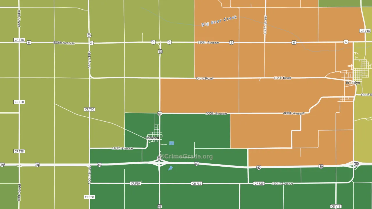 Malcom, IA Map of Vandalism Rates