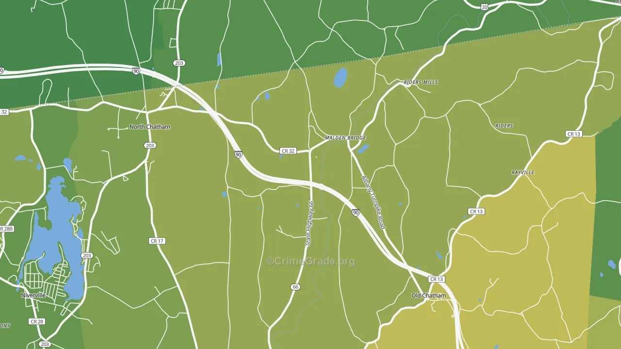 Malden Bridge, NY Map of Vandalism Rates
