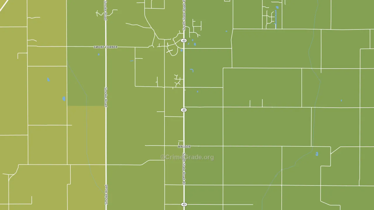 Malden, IN Map of Vandalism Rates