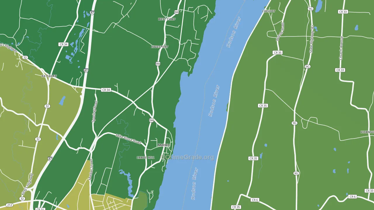 Malden-on-Hudson, NY Map of Vandalism Rates