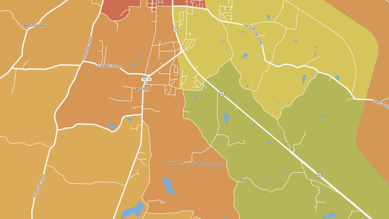 Malesus, TN Map of Vandalism Rates