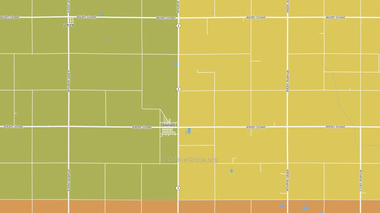 Mallard, IA Map of Vandalism Rates