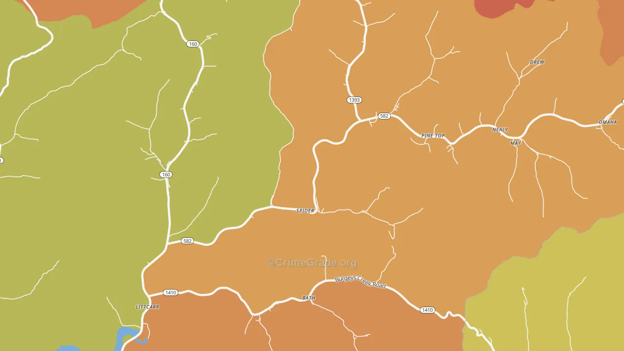 Mallie, KY Map of Vandalism Rates