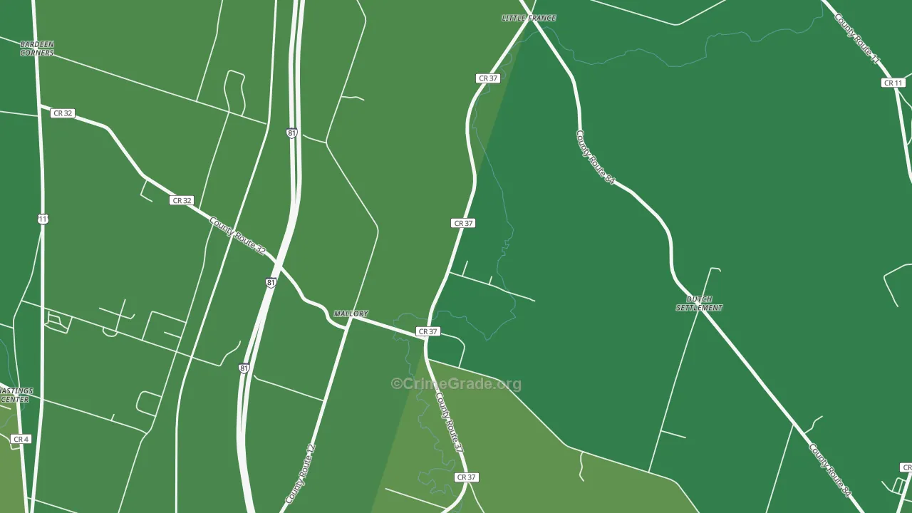 Mallory, NY Map of Vandalism Rates