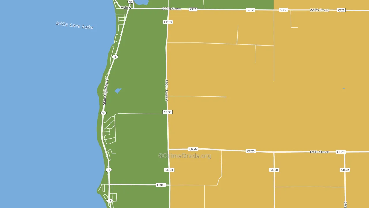 Malmo, MN Map of Vandalism Rates