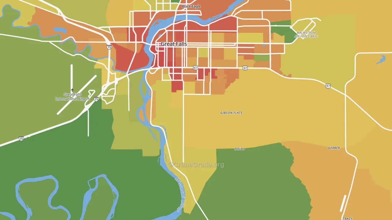 Malmstrom Air Force Base, MT Map of Vandalism Rates