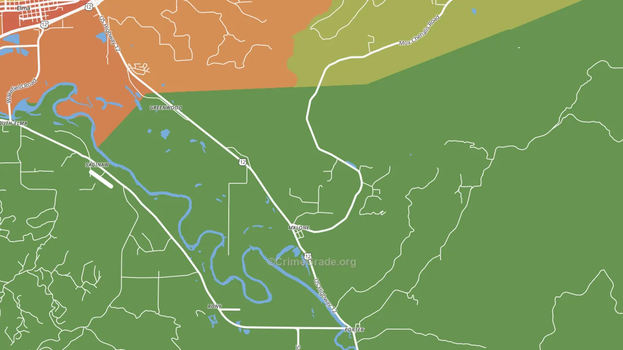 Malone, WA Map of Vandalism Rates