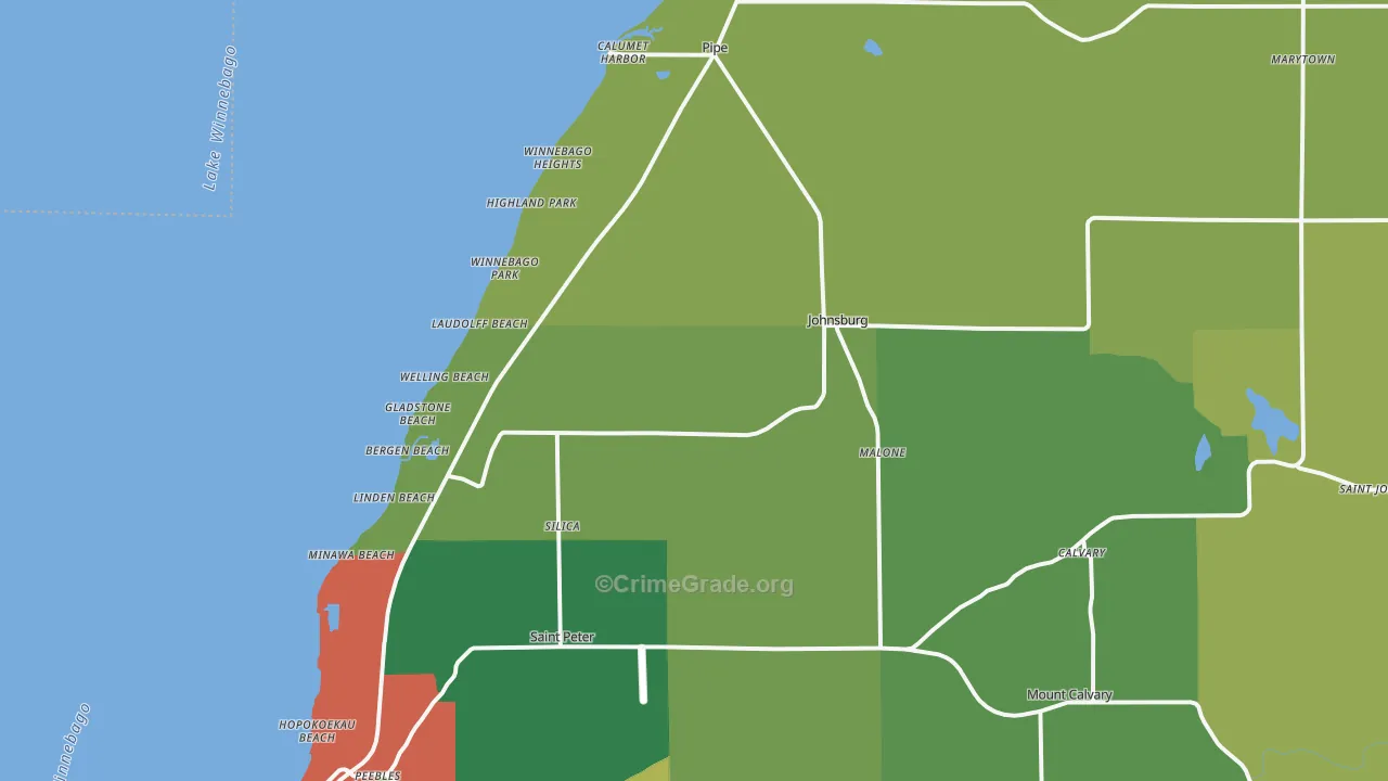 Malone, WI Map of Vandalism Rates