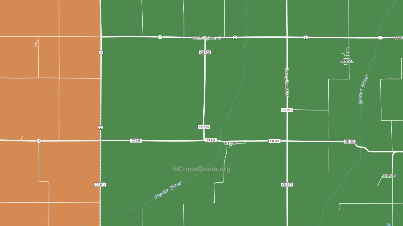 Maloy, IA Map of Vandalism Rates