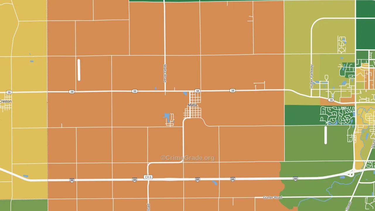 Malta, IL Map of Vandalism Rates