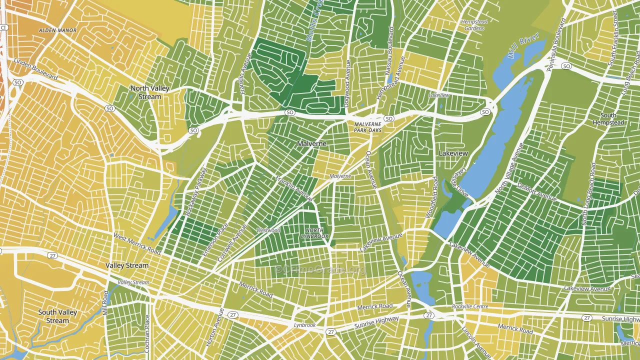 Malverne, NY Map of Vandalism Rates