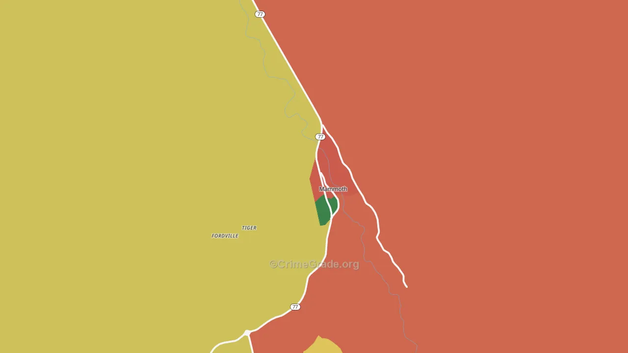 Mammoth, AZ Map of Vandalism Rates