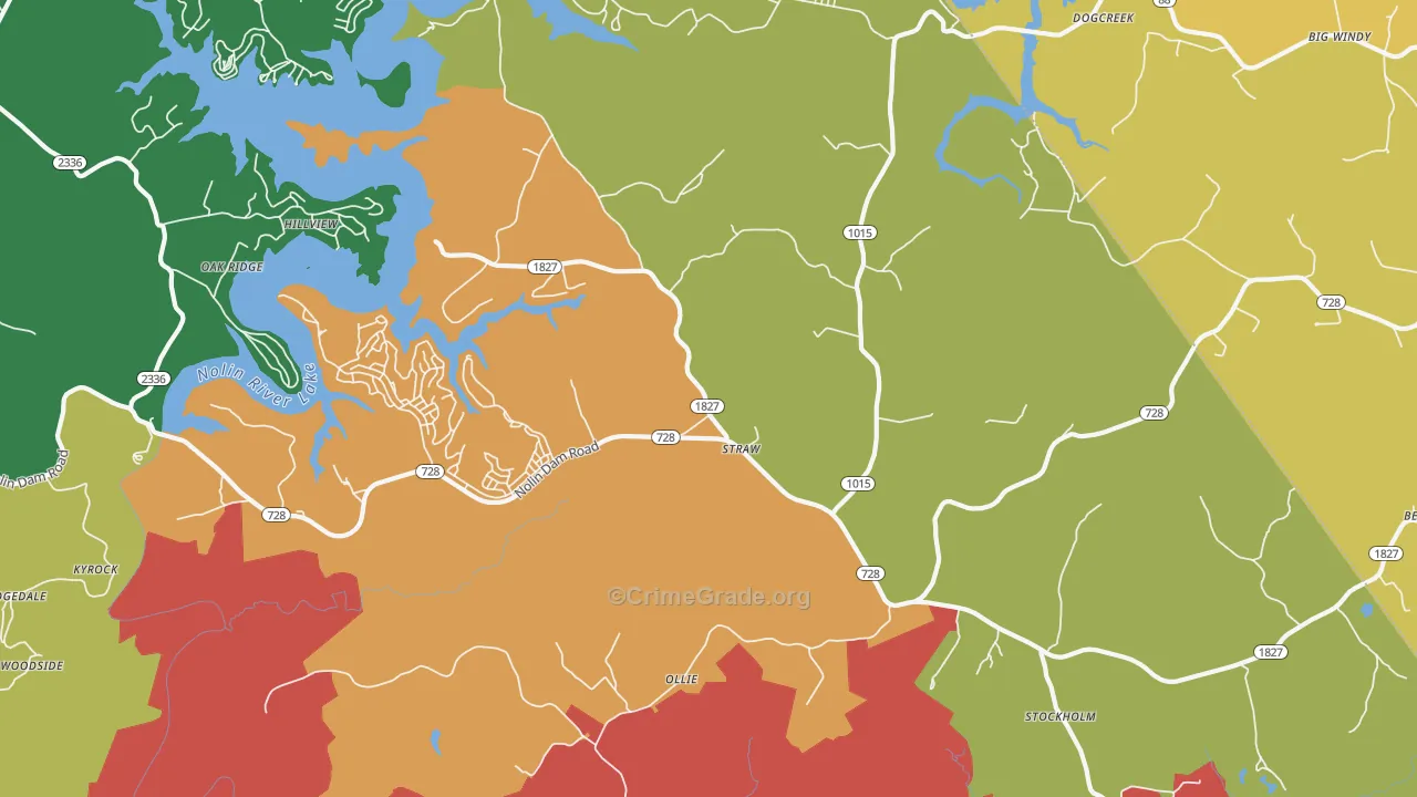 Mammoth Cave, KY Map of Vandalism Rates