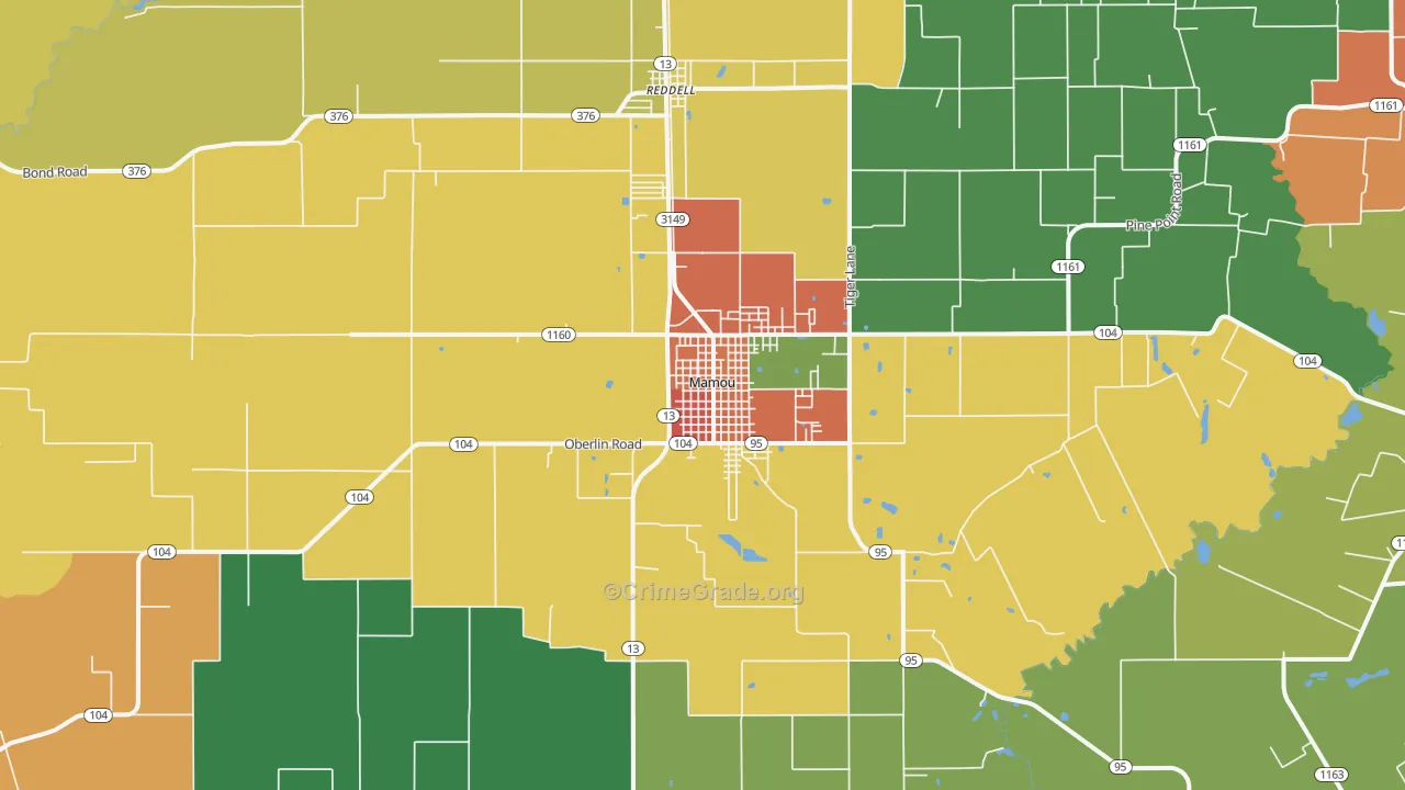 Mamou, LA Map of Vandalism Rates
