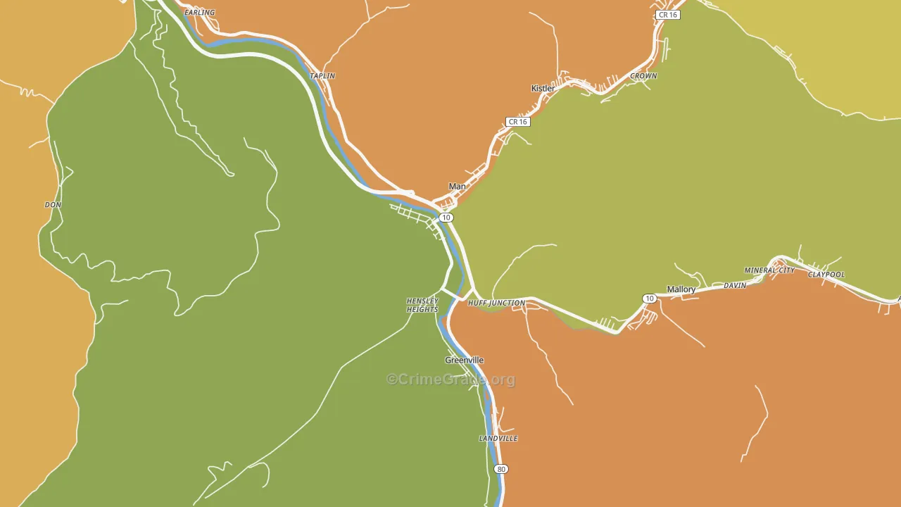 Man, WV Map of Vandalism Rates