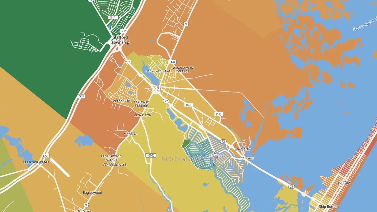 Manahawkin, NJ Map of Vandalism Rates