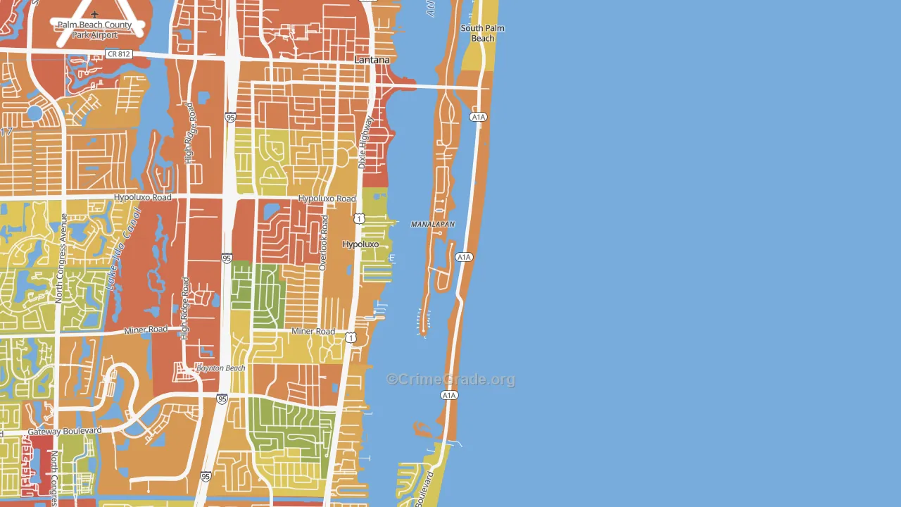 Manalapan, FL Map of Vandalism Rates