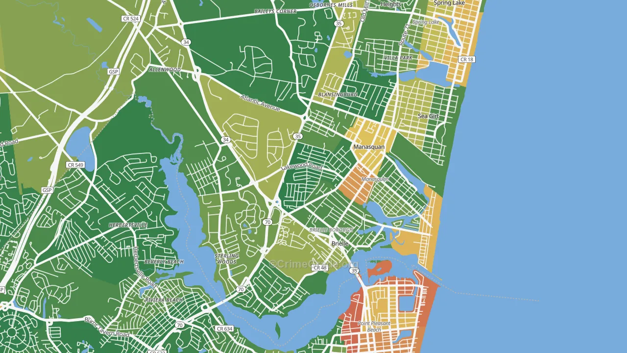 Manasquan, NJ Map of Vandalism Rates