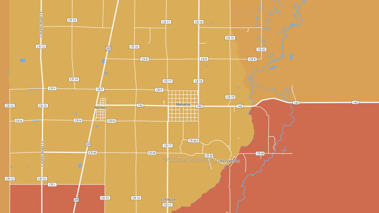 Manassa, CO Map of Vandalism Rates