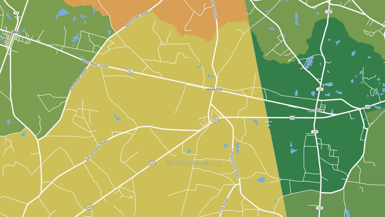 Manassas, GA Map of Vandalism Rates