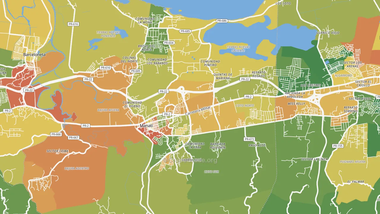 Manati, PR Map of Vandalism Rates