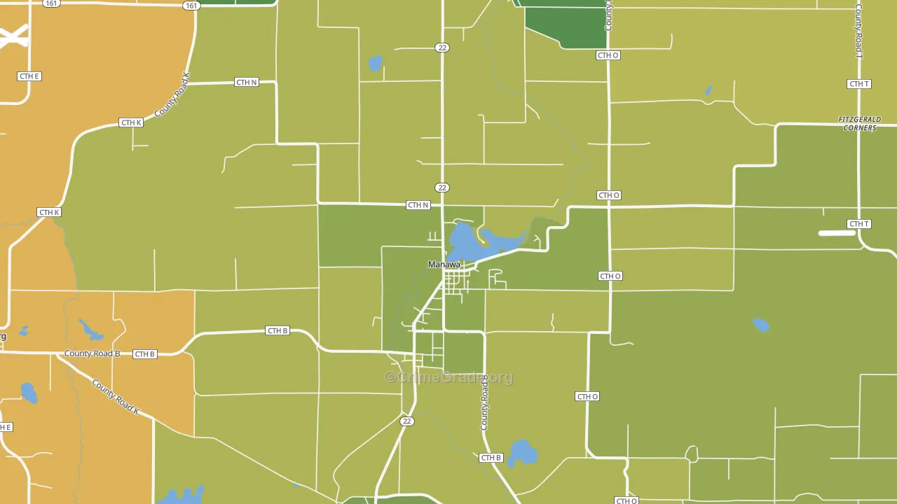 Manawa, WI Map of Vandalism Rates