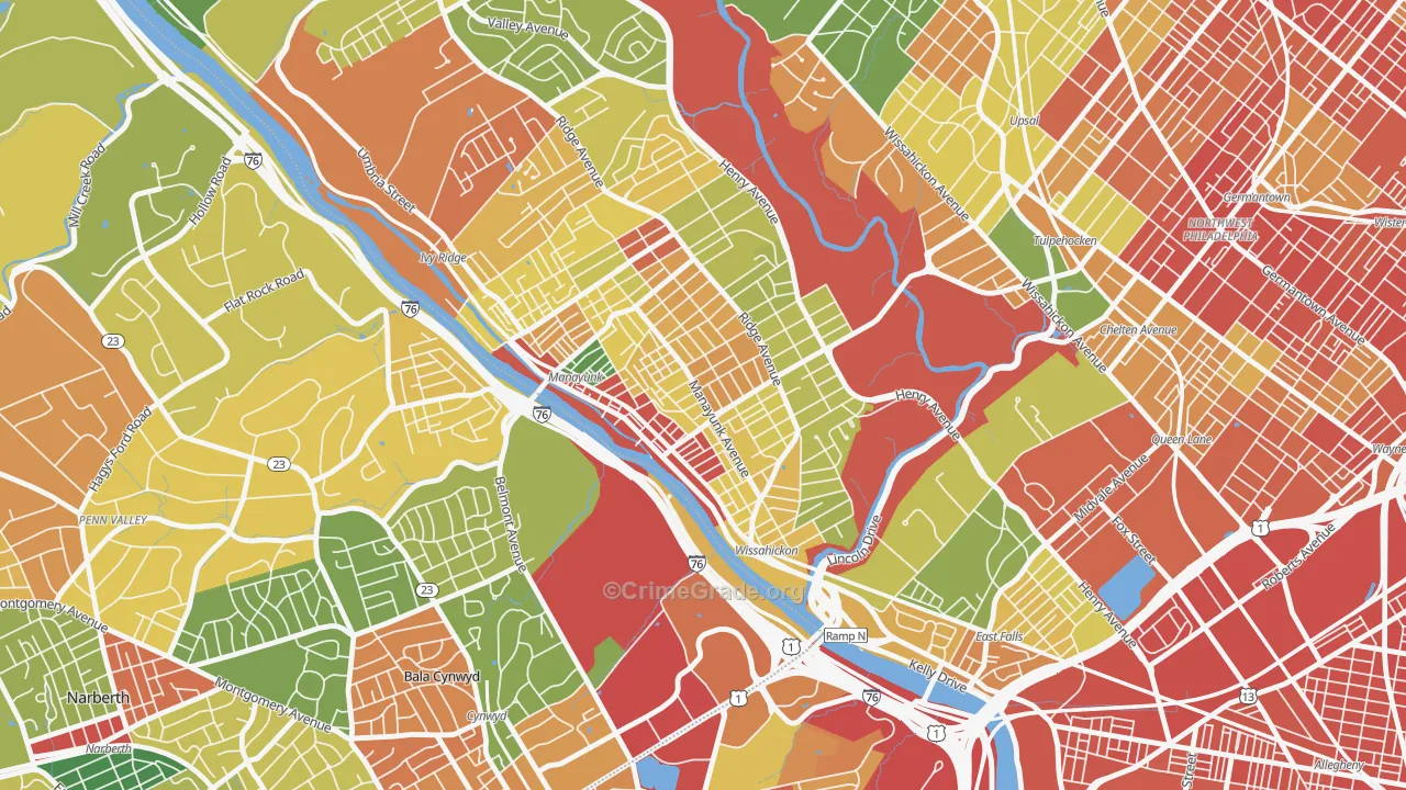 Manayunk, Philadelphia, PA Map of Vandalism Rates